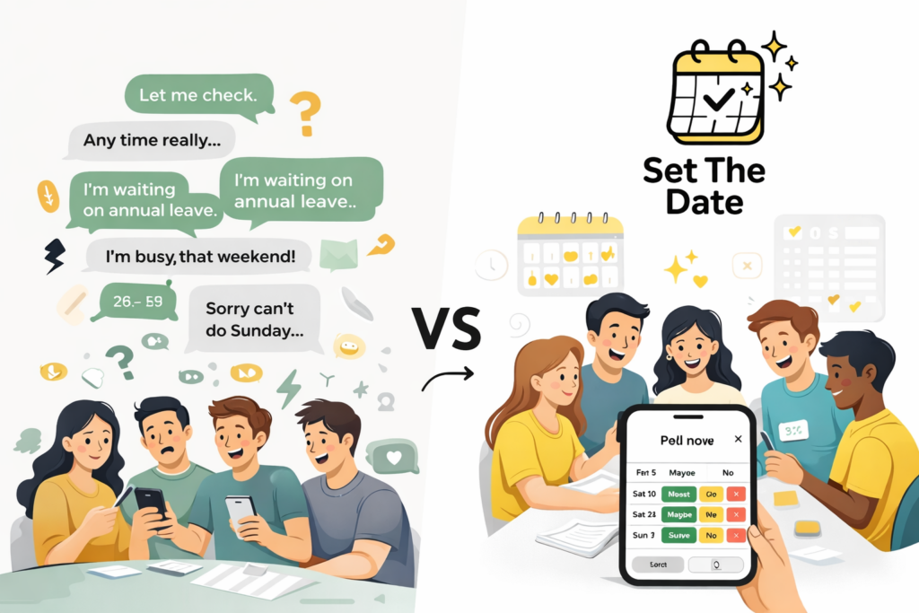 Find a date everyone is free with a simple group poll